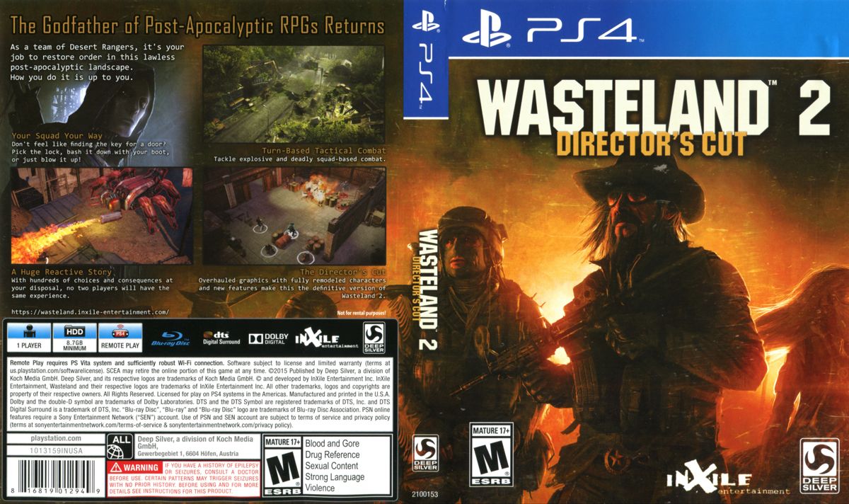 Wasteland 2: Directors Cut box art for Playstation 4